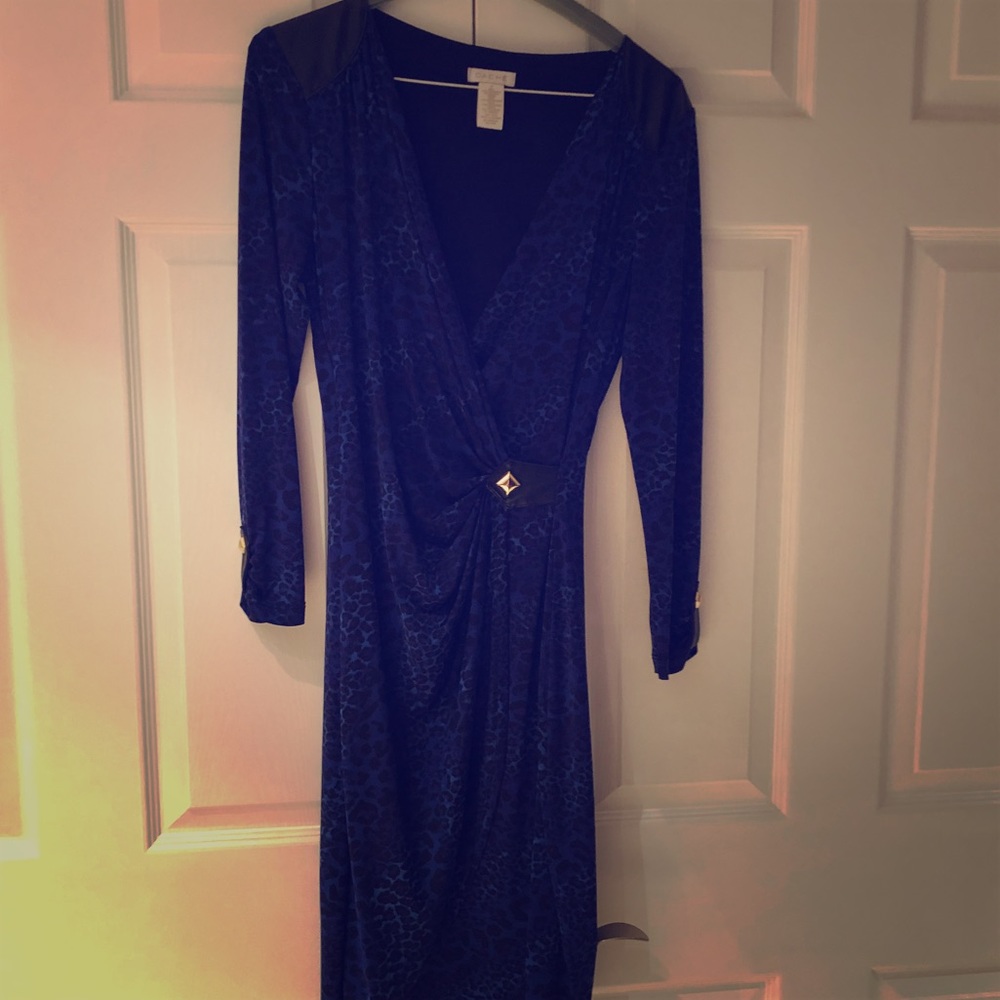 Cache Leopard Print Blue Dress Size 6